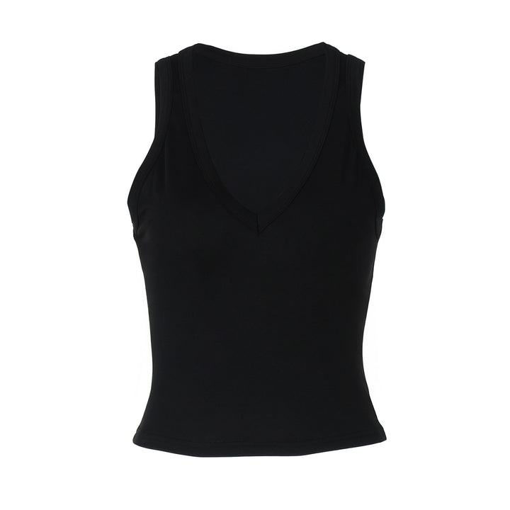 Damen körperbetontes V-Neck Top aus elastischem Material Drune