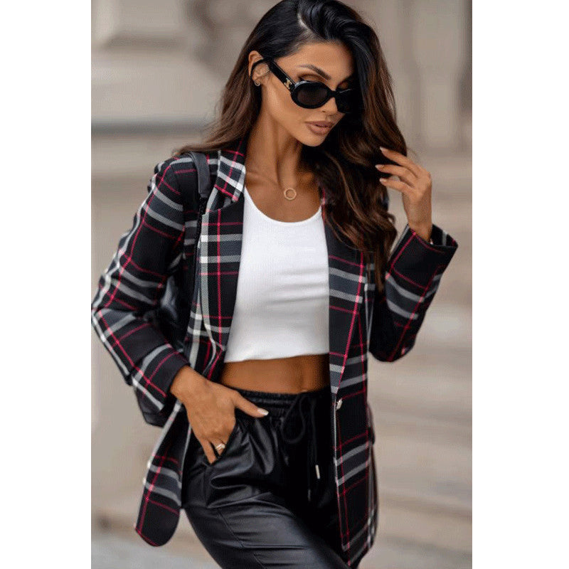 Damen Karierter Blazer Drune