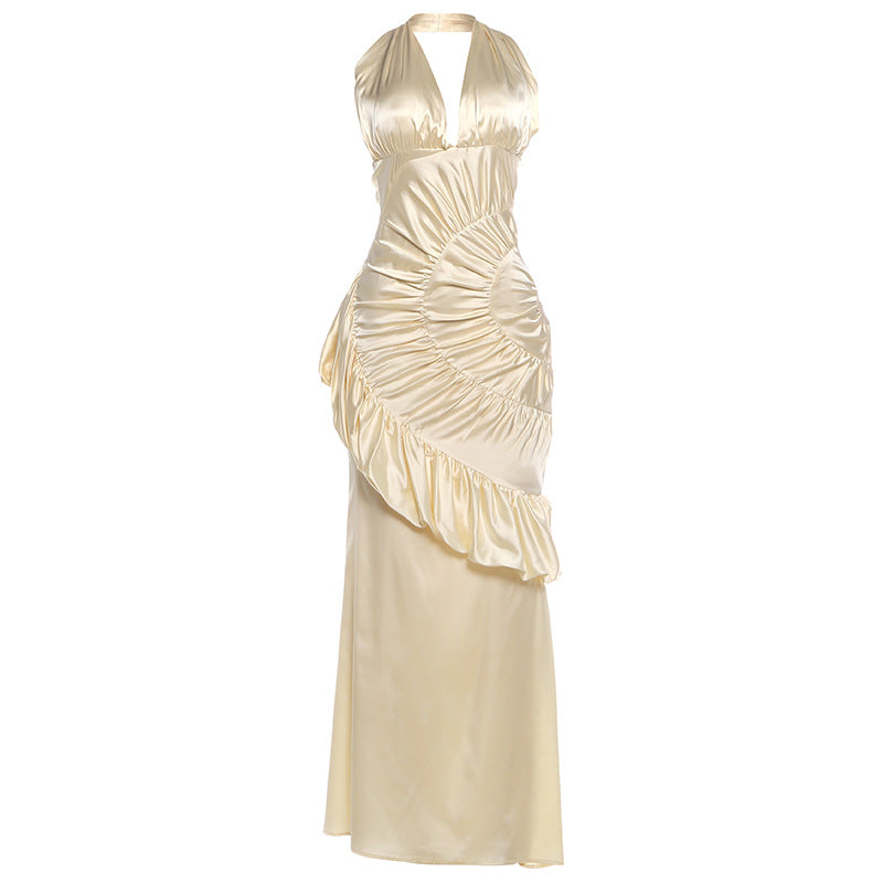 Damen Elegantes Maxikleid mit asymmetrischem Schnitt und raffinierten Drapierungen Drune
