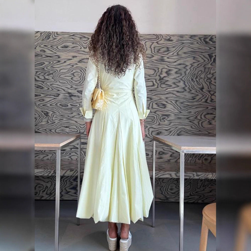 Damen Hemdblusenkleid mit taillierter Korsagenpassform und weitem Faltenrock Drune
