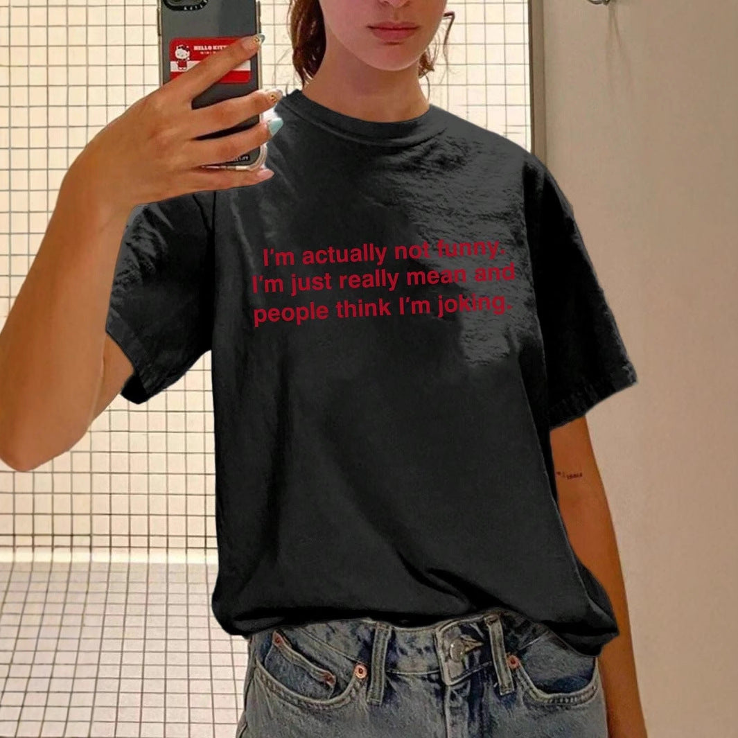 Damen Statement T-Shirt mit humorvollem Schriftzug Drune