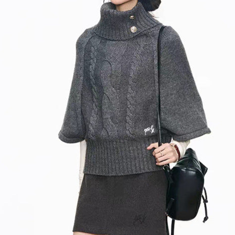 Damen Strickkleid mit voluminösen Ärmeln und elegantem Rollkragen Drune