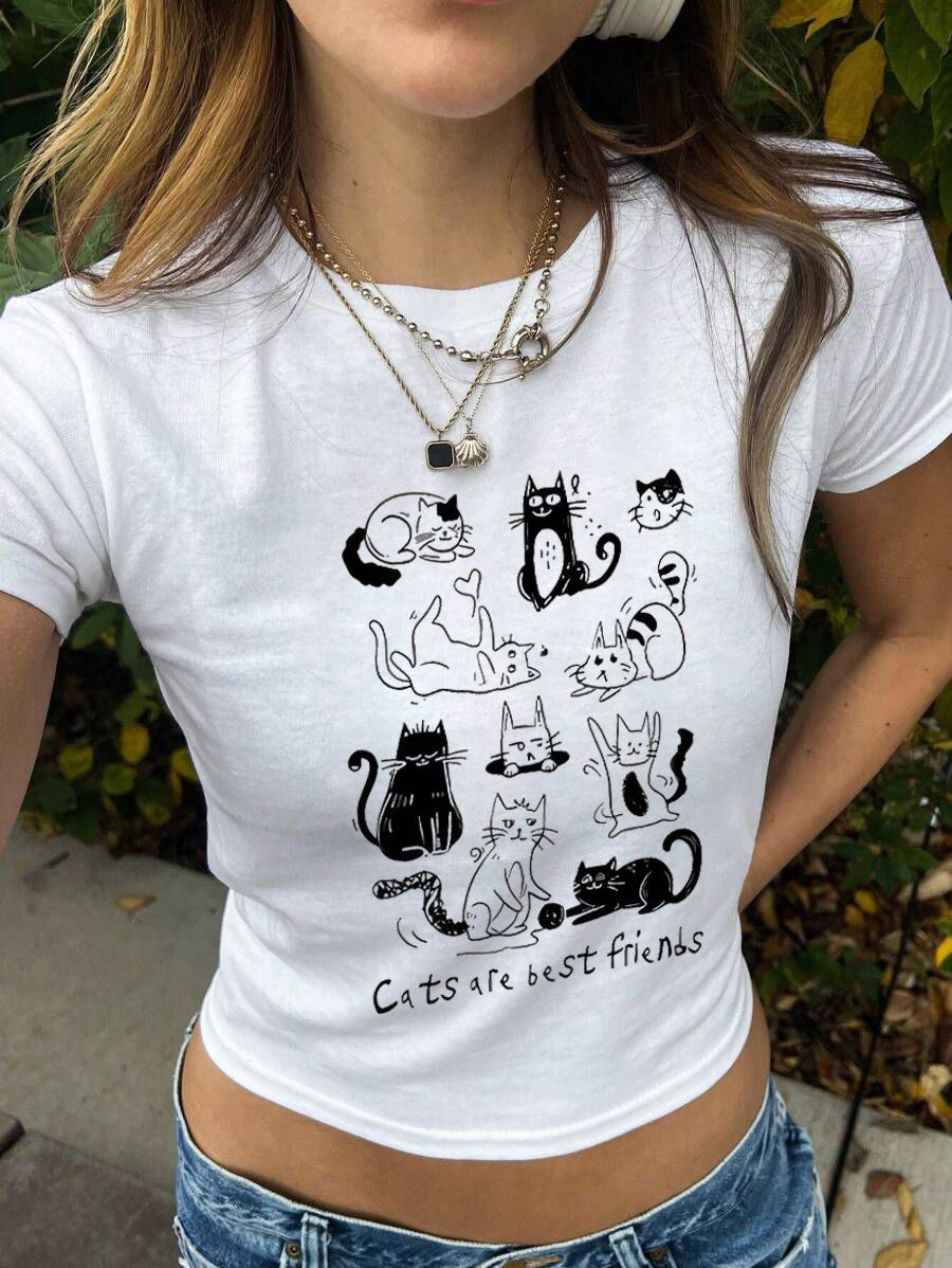 Damen Kurzarm T-Shirt mit auffälligem Motorrad-Design Drune