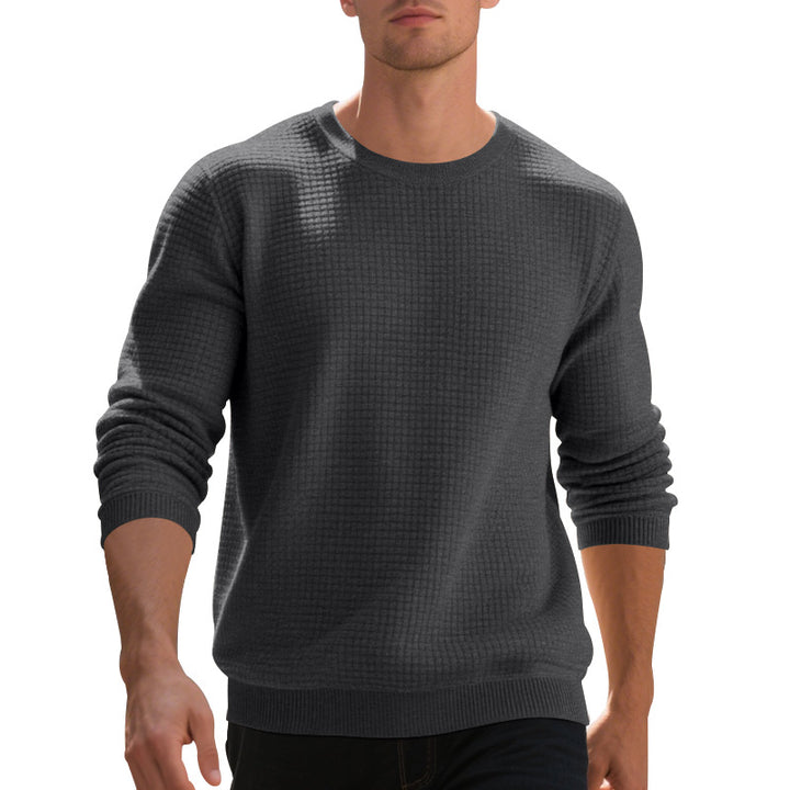 Herren nan strukturierter Strickpullover mit Waffelstruktur und Rundhalsausschnitt Drune