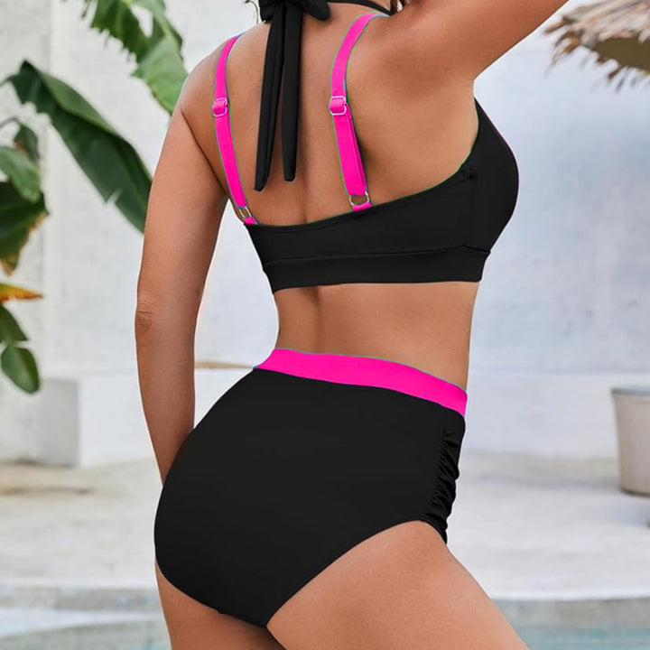 Damen Sportliches Hochbund-Bikini-Set mit asymmetrischem Schnitt Drune