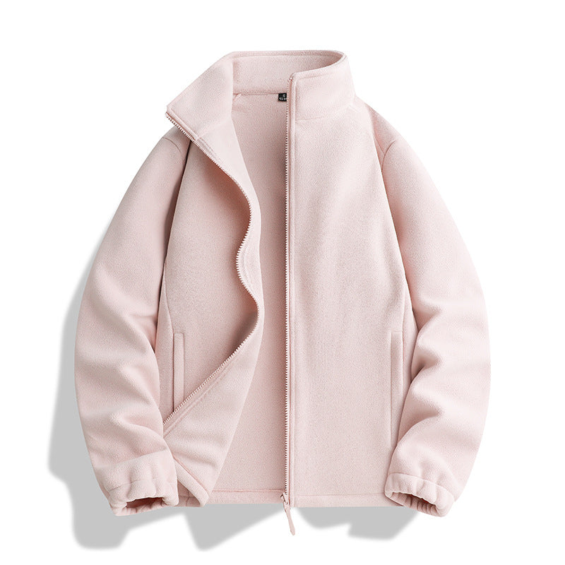 Unisex Fleecejacke mit Stehkragen, durchgehendem Reißverschluss und elastischen Bündchen Drune