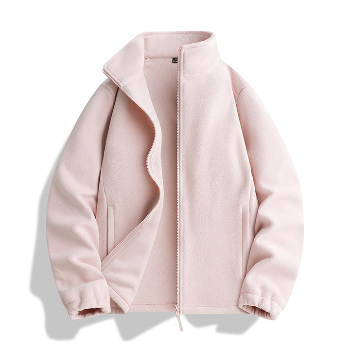 Unisex Fleecejacke mit Stehkragen, durchgehendem Reißverschluss und elastischen Bündchen Drune