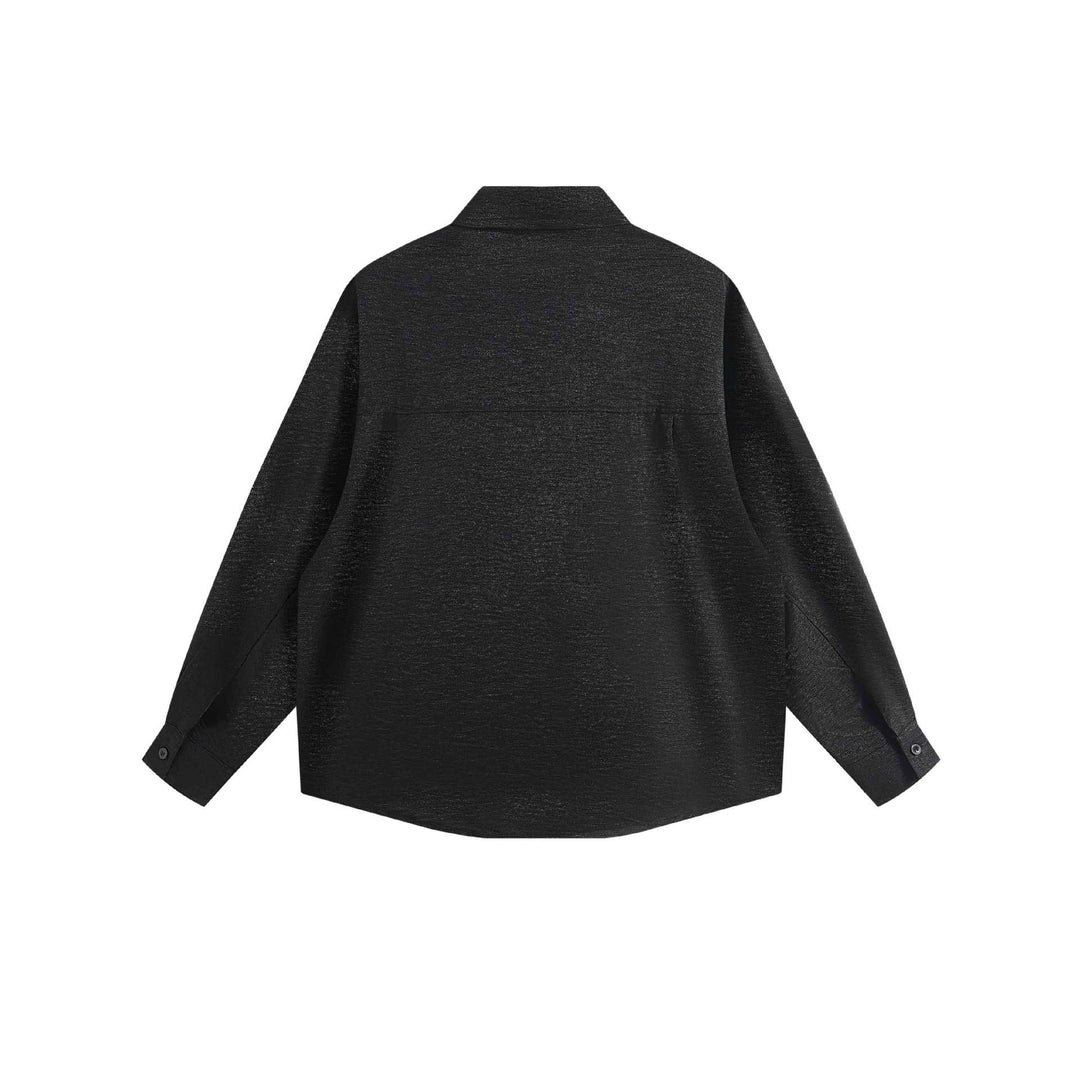 Damen Oversize-Hemdbluse aus strukturierter Baumwollmischung mit Kellerfalten Drune