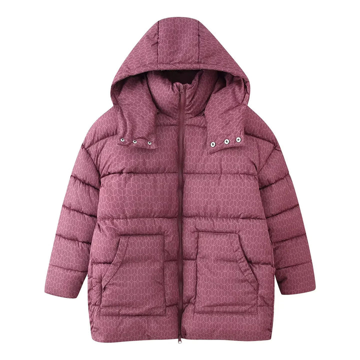 Damen nan gesteppte Kapuzenjacke mit grafischem Steppmuster, zweiwege Reißverschluss und oversized Taschen Drune
