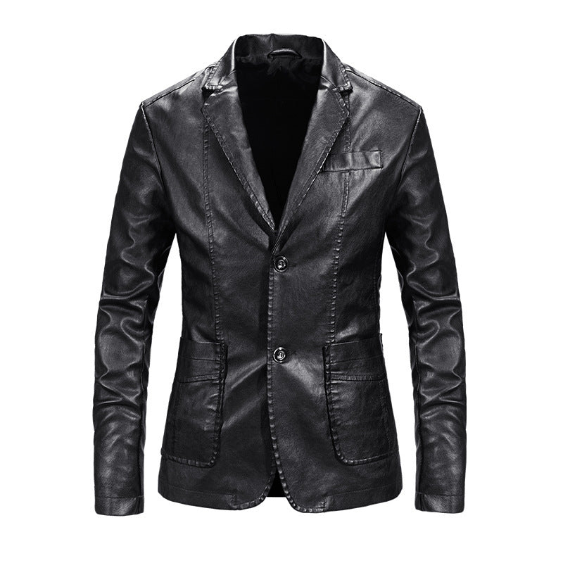 Herren elegante Kunstlederjacke mit modernem Schnitt und praktischen Taschen Drune
