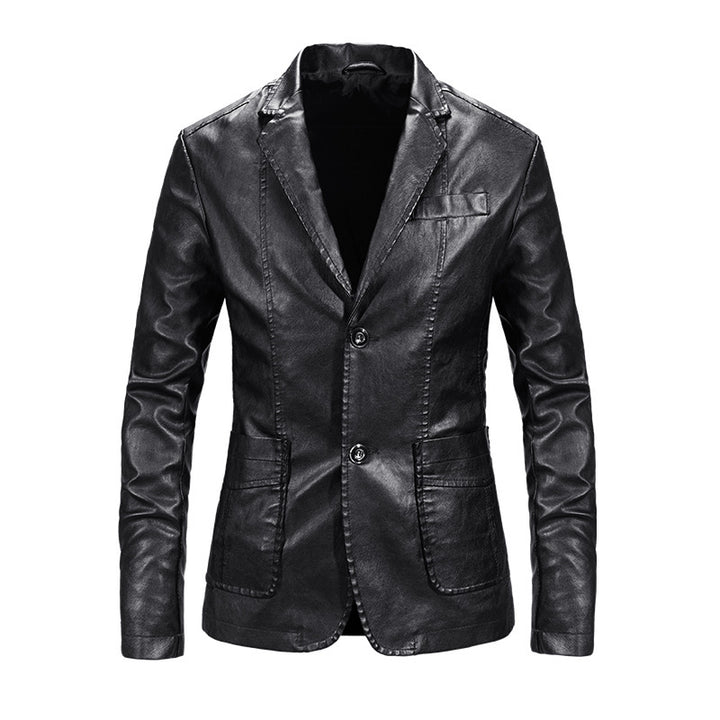 Herren elegante Kunstlederjacke mit modernem Schnitt und praktischen Taschen Drune