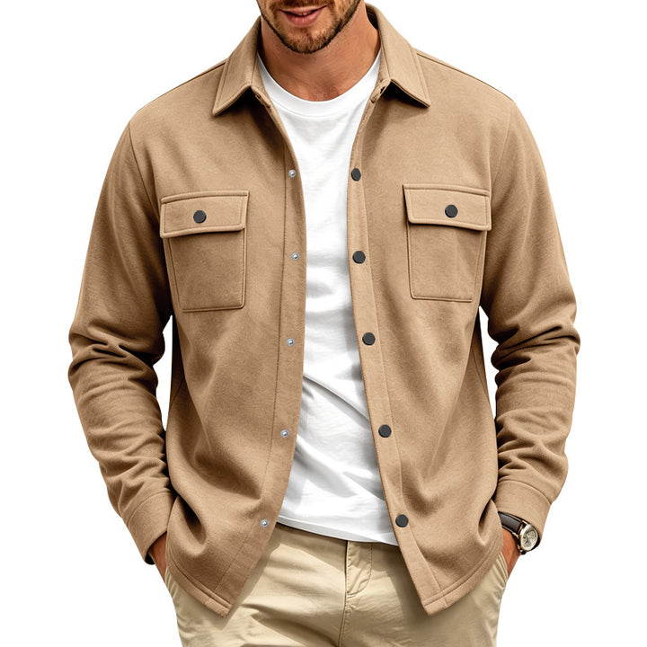 Herren Overshirt-Jacke mit Druckknopfleiste und aufgesetzten Brusttaschen Drune