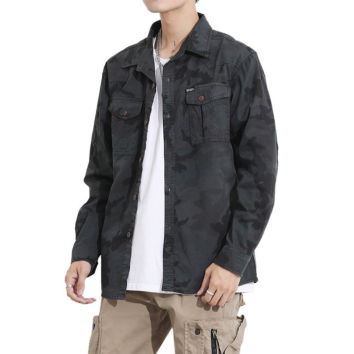 Herren Camouflage-Fieldshirtjacke aus leichtem Baumwoll-Twill mit Brusttaschen Drune