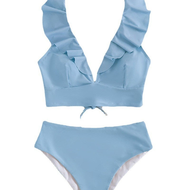 Damen Hoch taillierter Bikini mit voluminösen Rüschen Drune