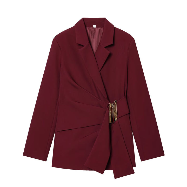Damen Zweiteiliges Wickelblazer- und Palazzo-Anzugset mit Ziergürtel Drune