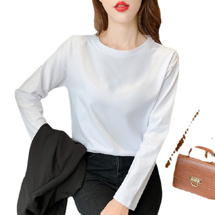 Damen lässiges Langarmshirt mit rundem Ausschnitt Drune