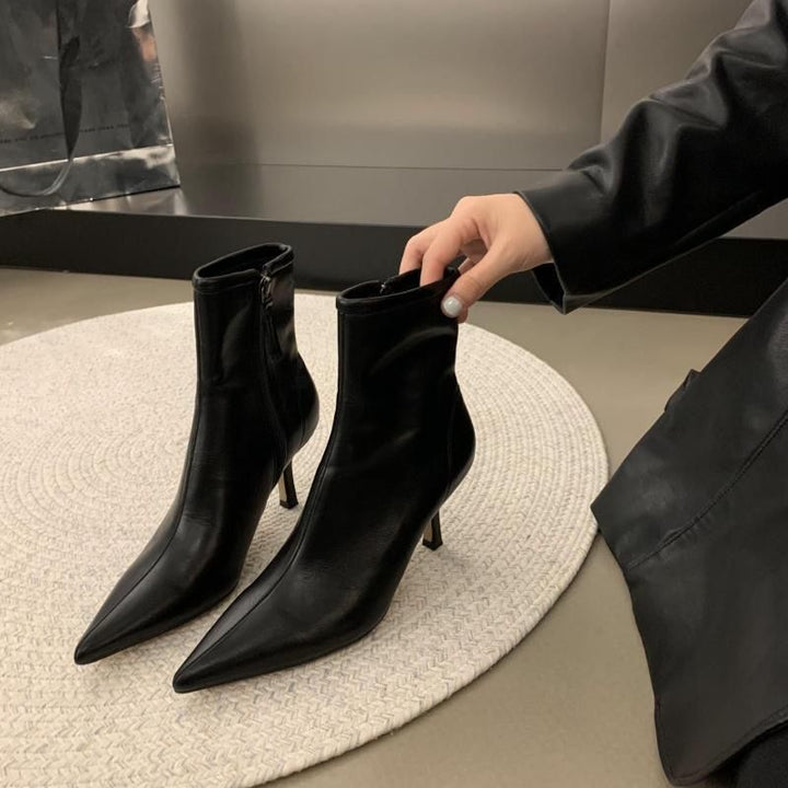 Damen knöchelhohe Stretch-Stiefelette mit spitzer Zehenpartie und schlankem Sculpted-Absatz Drune