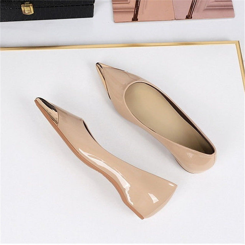 Damen Spitz zulaufende Ballerinas mit Leopardenmuster und metallischer Zehenkappe Drune