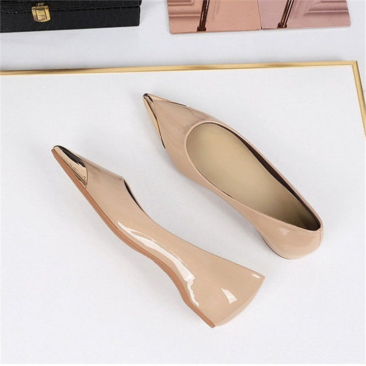 Damen Spitz zulaufende Ballerinas mit Leopardenmuster und metallischer Zehenkappe Drune