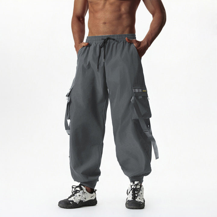 Herren Utility-Cargo-Jogginghose mit Tunnelzug, Beinschnallen & Mehrfachtaschen Drune