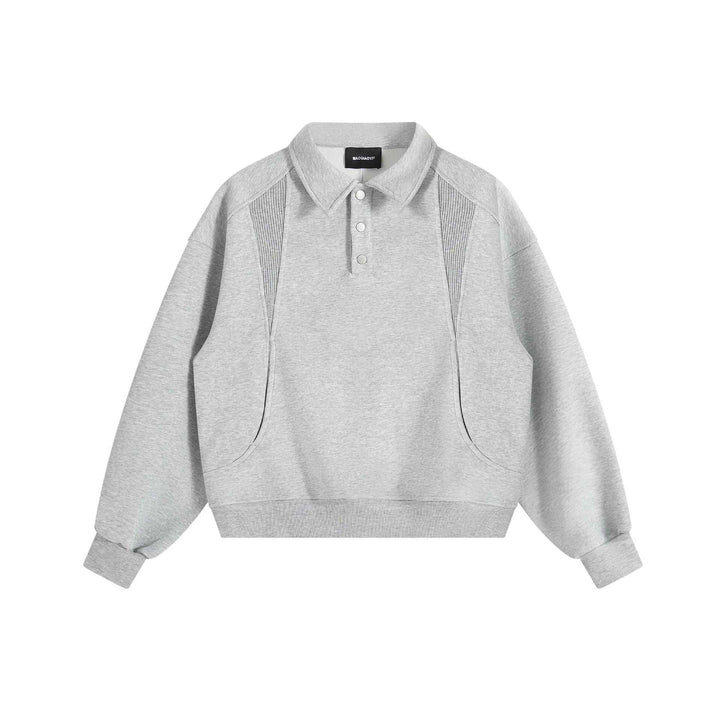 Unisex Poloshirt-Sweatshirt mit Kentkragen, Druckknopf‑Halbleiste und Kängurutasche Drune
