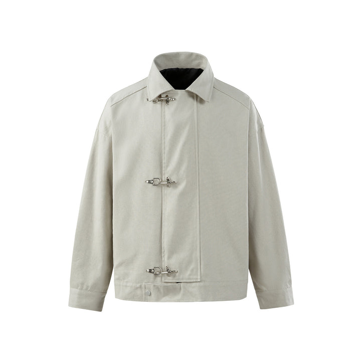 Herren Oversize Canvas-Jacke mit markanten Metallhakenverschlüssen Drune