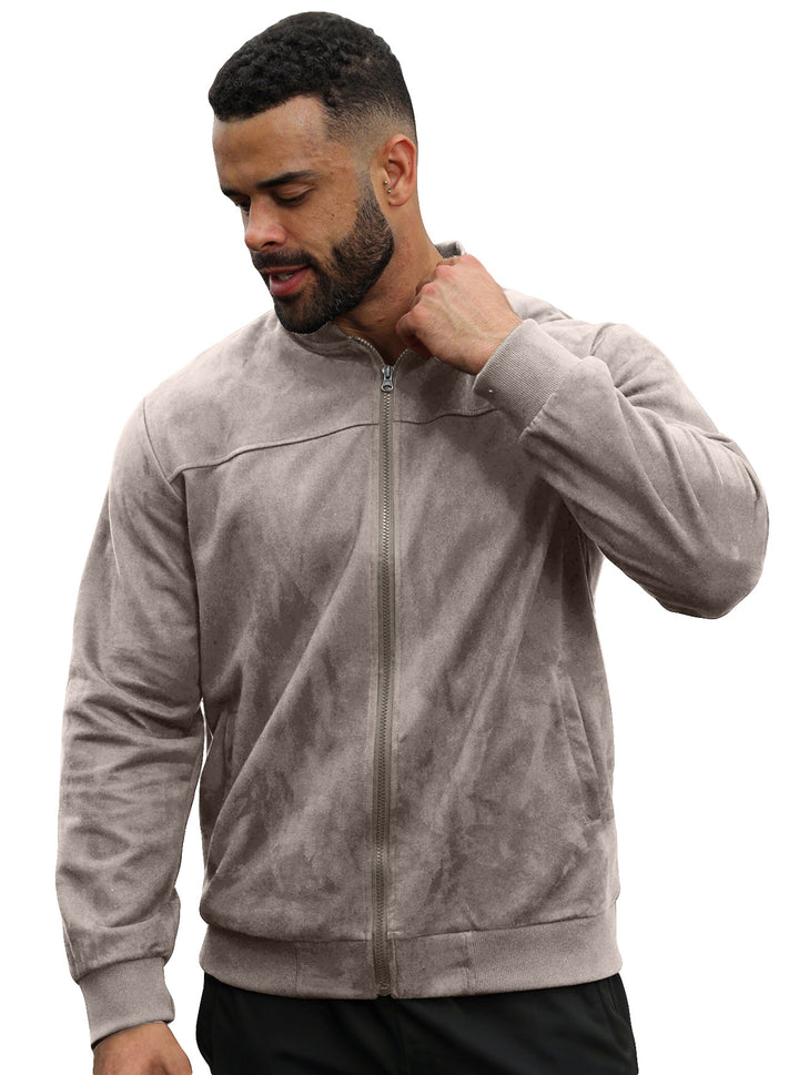 Herren Velours-Trainingsjacke mit Reißverschluss und Stehkragen Drune