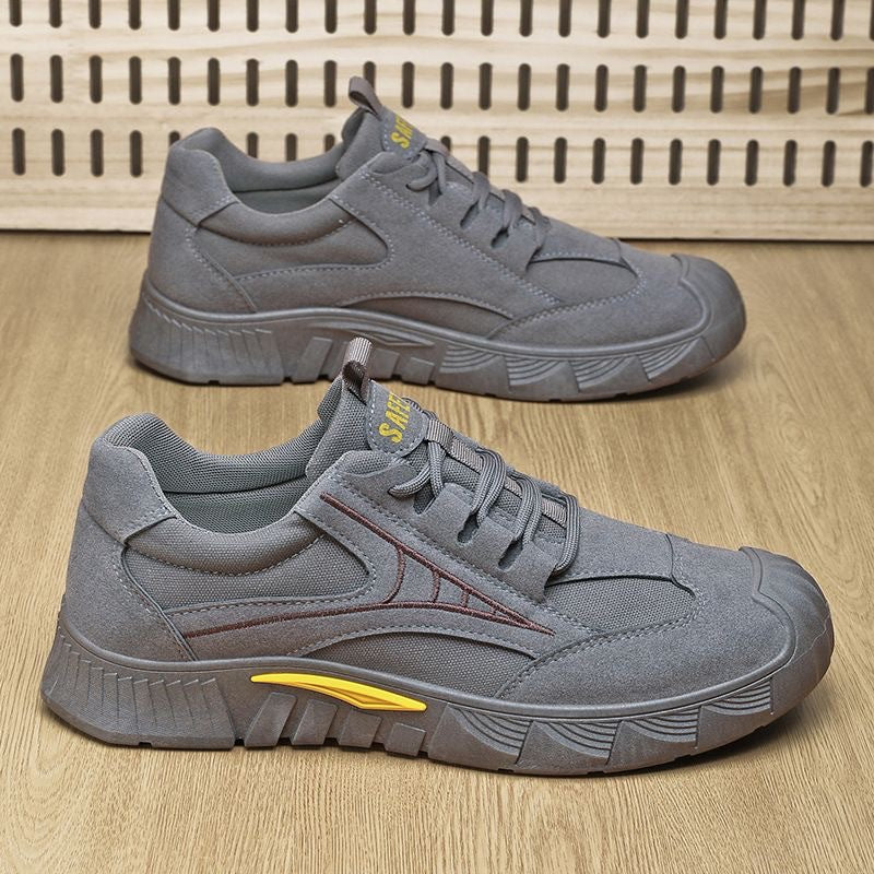 Herren Robust-gepolsterter Retro-Trail-Sneaker aus Velours- und Mesh-Mix mit auffälliger Profillaufsohle Drune