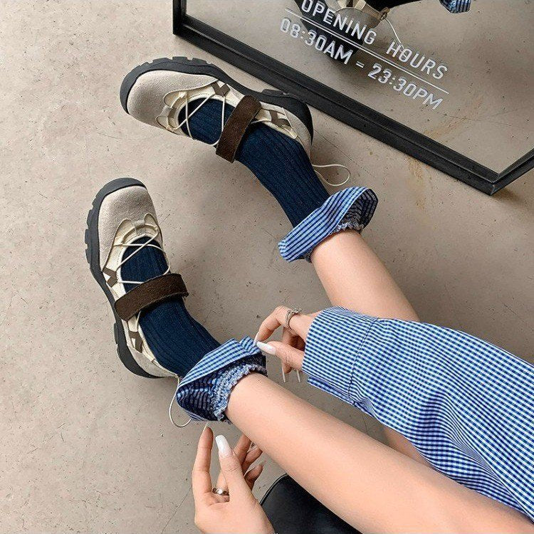 Damen Sportliche Ballerinas mit verstellbarem Riemen und rutschfester Sohle Drune
