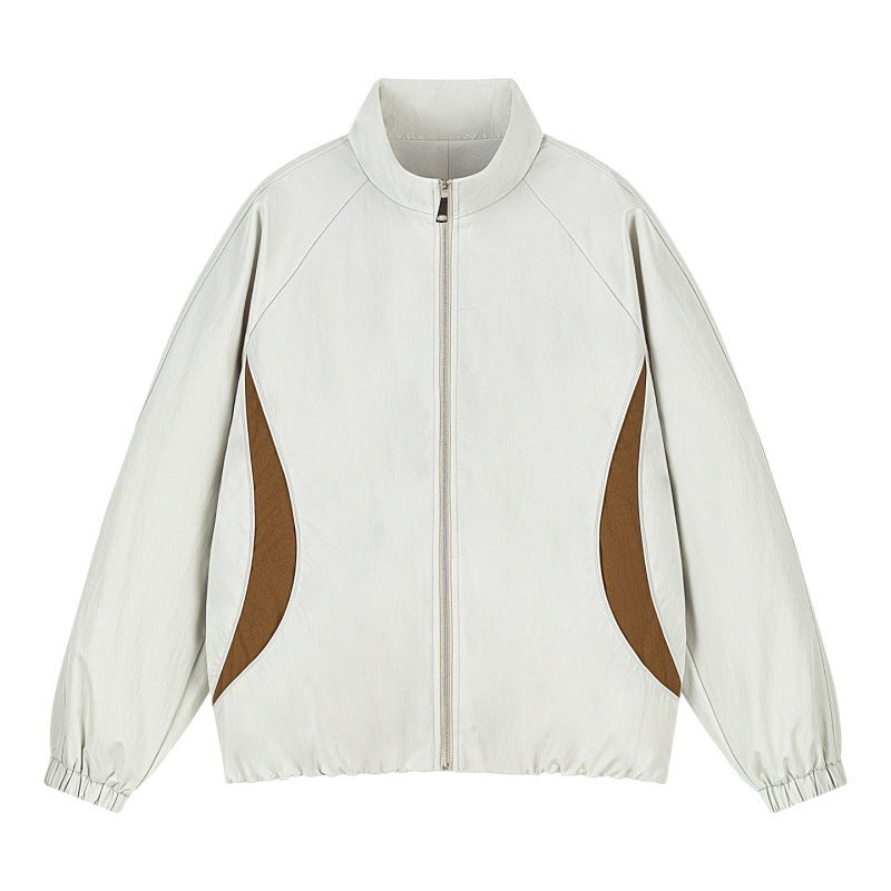 Herren Leichte Oversize Freizeitjacke mit Stehkragen, elastischem Saum und kontrastseiteneinsätzen Drune