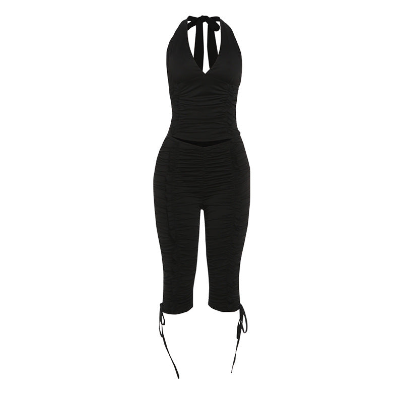 Damen Jumpsuit mit raffinierten Raffungselementen und stilvollen Bindebändern Drune