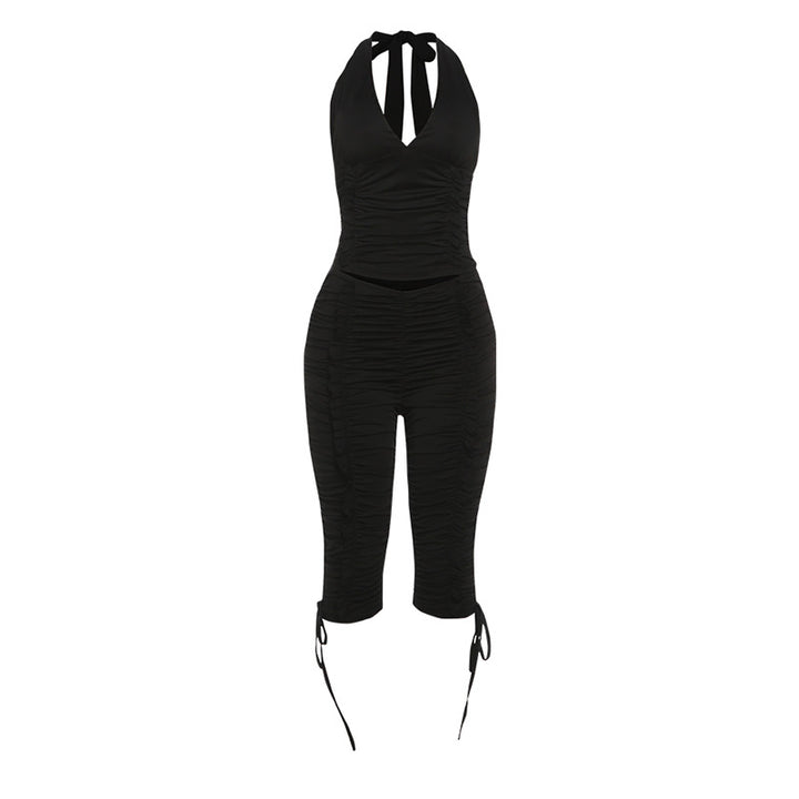 Damen Jumpsuit mit raffinierten Raffungselementen und stilvollen Bindebändern Drune