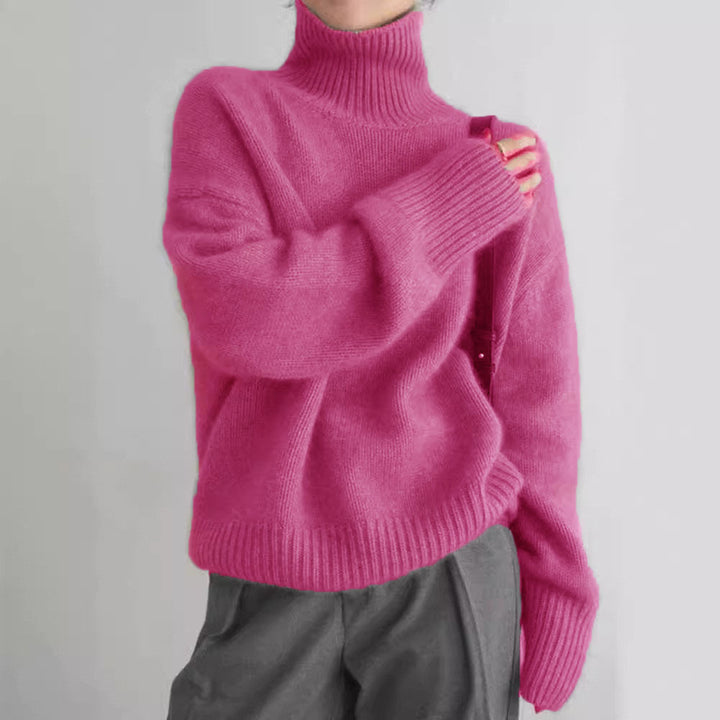 Damen Kaschmir Rollkragenpullover mit weitem Schnitt und eleganter Textur Drune