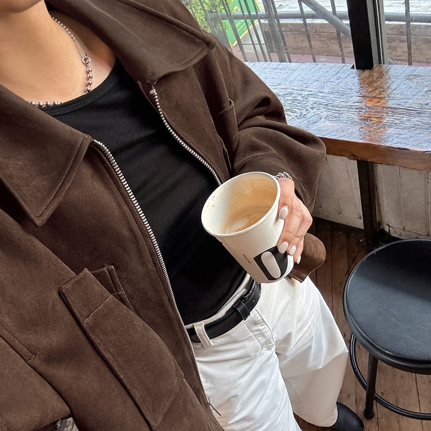 Damen modische Wildlederjacke im angesagten Oversized-Schnitt Drune