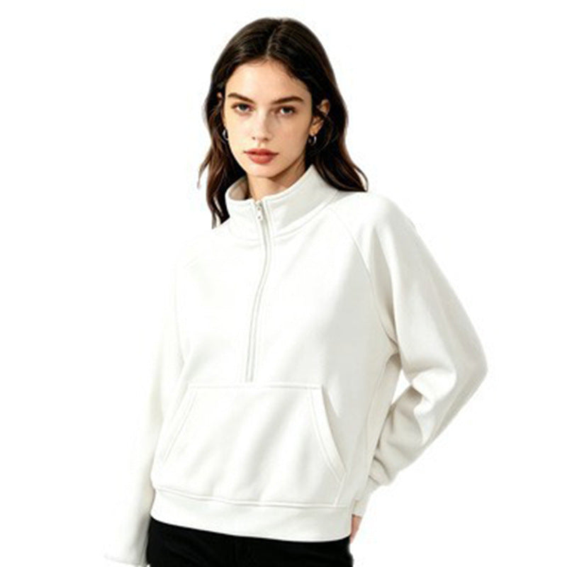 Damen Sportlicher Kapuzenpullover mit Stehkragen Drune
