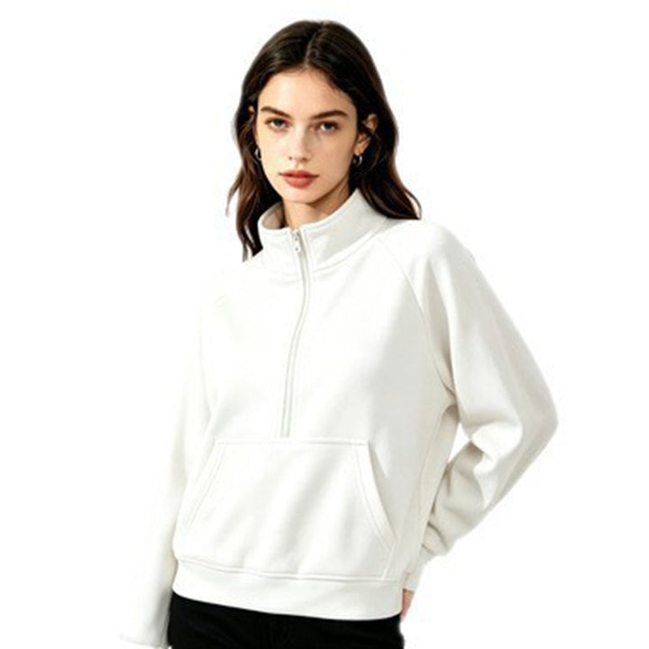 Damen Sportlicher Kapuzenpullover mit Stehkragen Drune