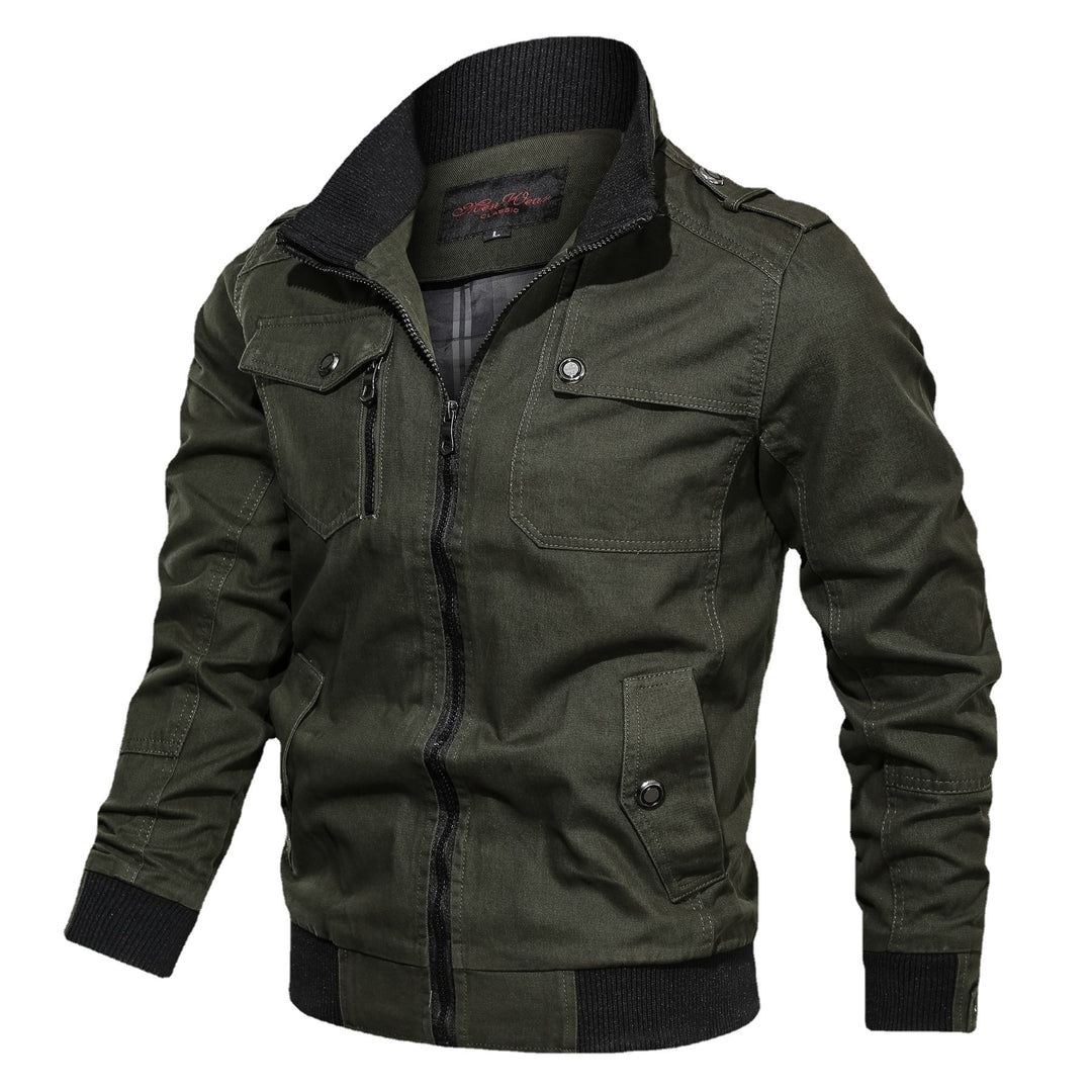 Herren Canvas-Fieldblouson im Aviatorstil mit Rippsaum und Pattentaschen Drune