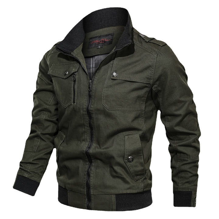Herren Canvas-Fieldblouson im Aviatorstil mit Rippsaum und Pattentaschen Drune