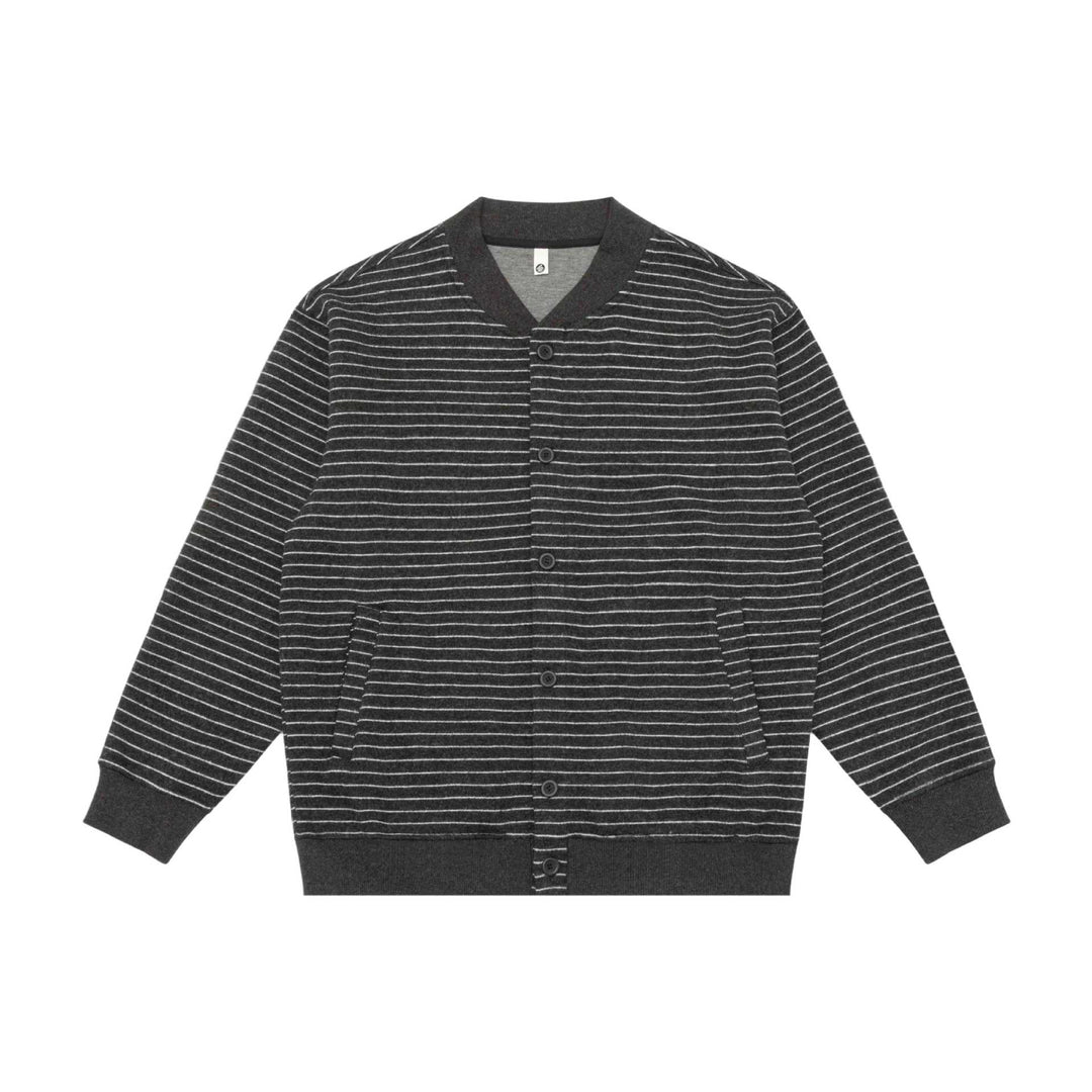 Herren Gestreifte Strick-Cardigan-Jacke mit V‑Ausschnitt und gerippten Bündchen Drune