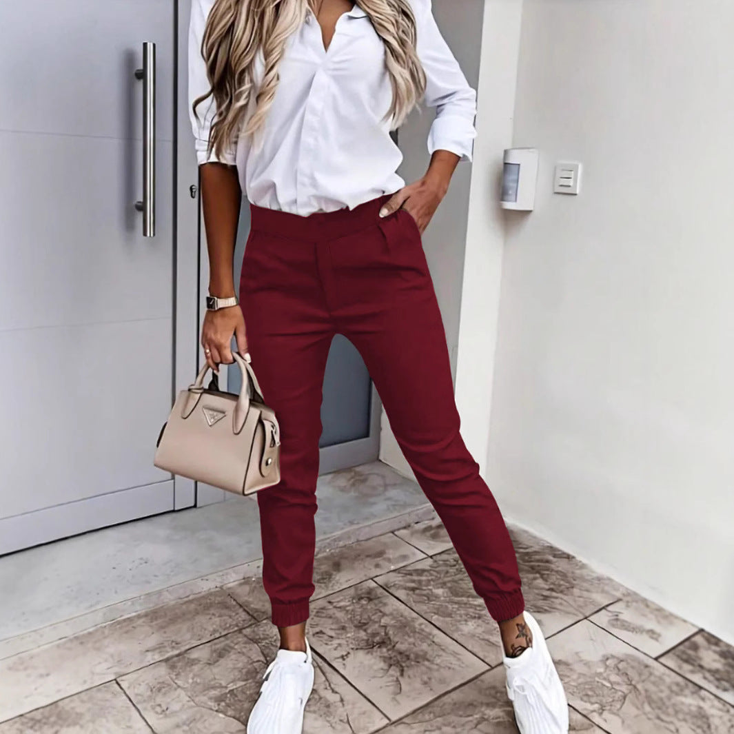 Damen bequeme Slim-Fit Chino-Hose Drune