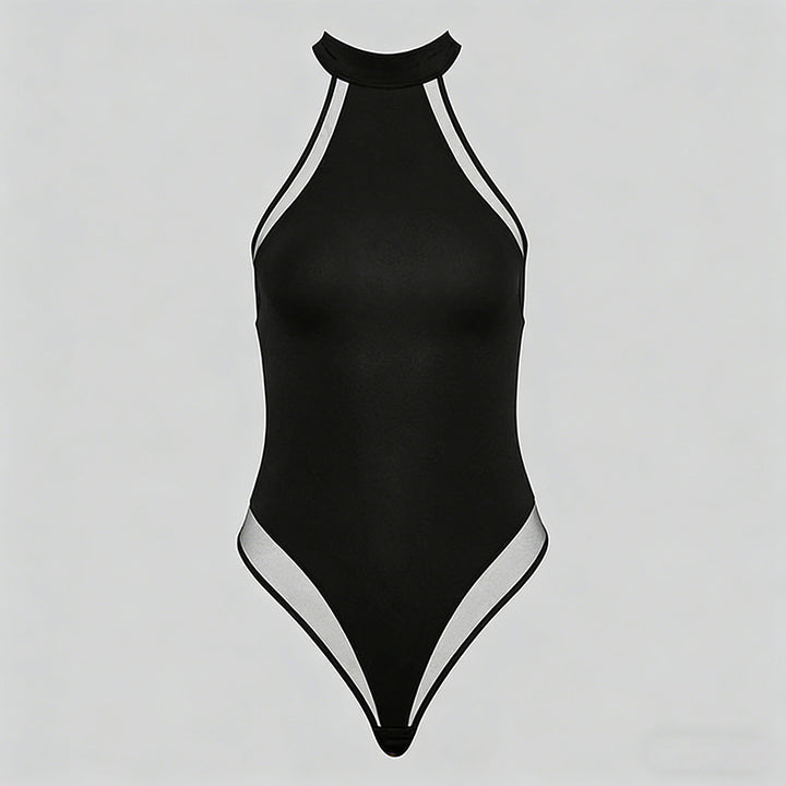 Damen Hochgeschlossene Body mit transparenten Einsätzen Drune