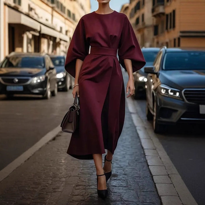 Damen Elegantes Maxikleid mit innovativem Schnitt und voluminösen Ärmeln Drune