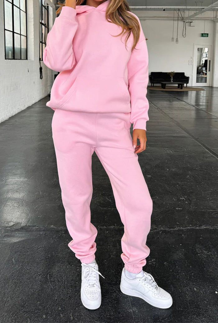 Damen Loungewear-Set mit oversized Kapuzenpullover und hochgeschnittener Kordelzug-Jogginghose aus Baumwollmischung Drune