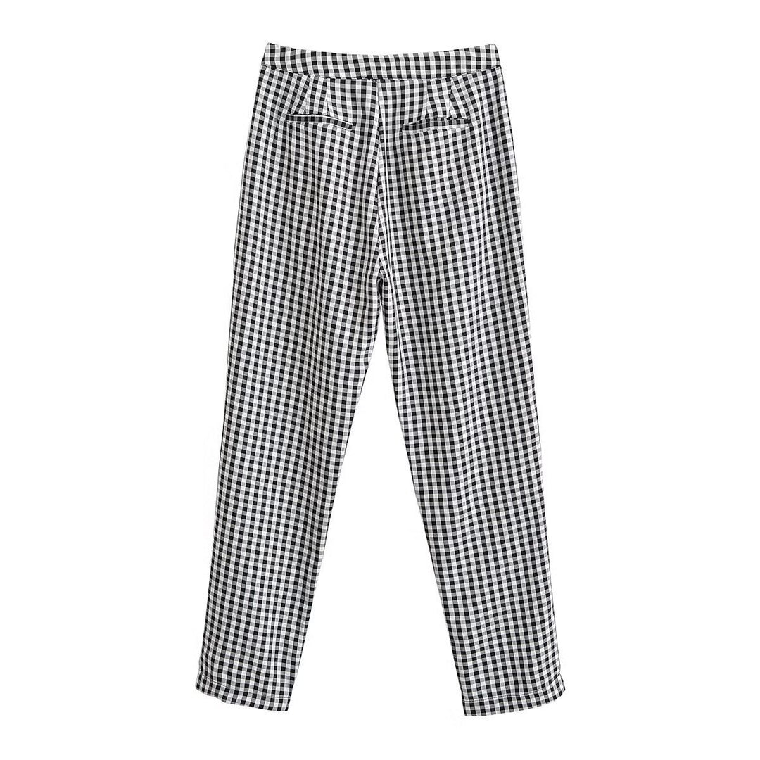 Damen karierten Hose mit lockerem Schnitt Drune
