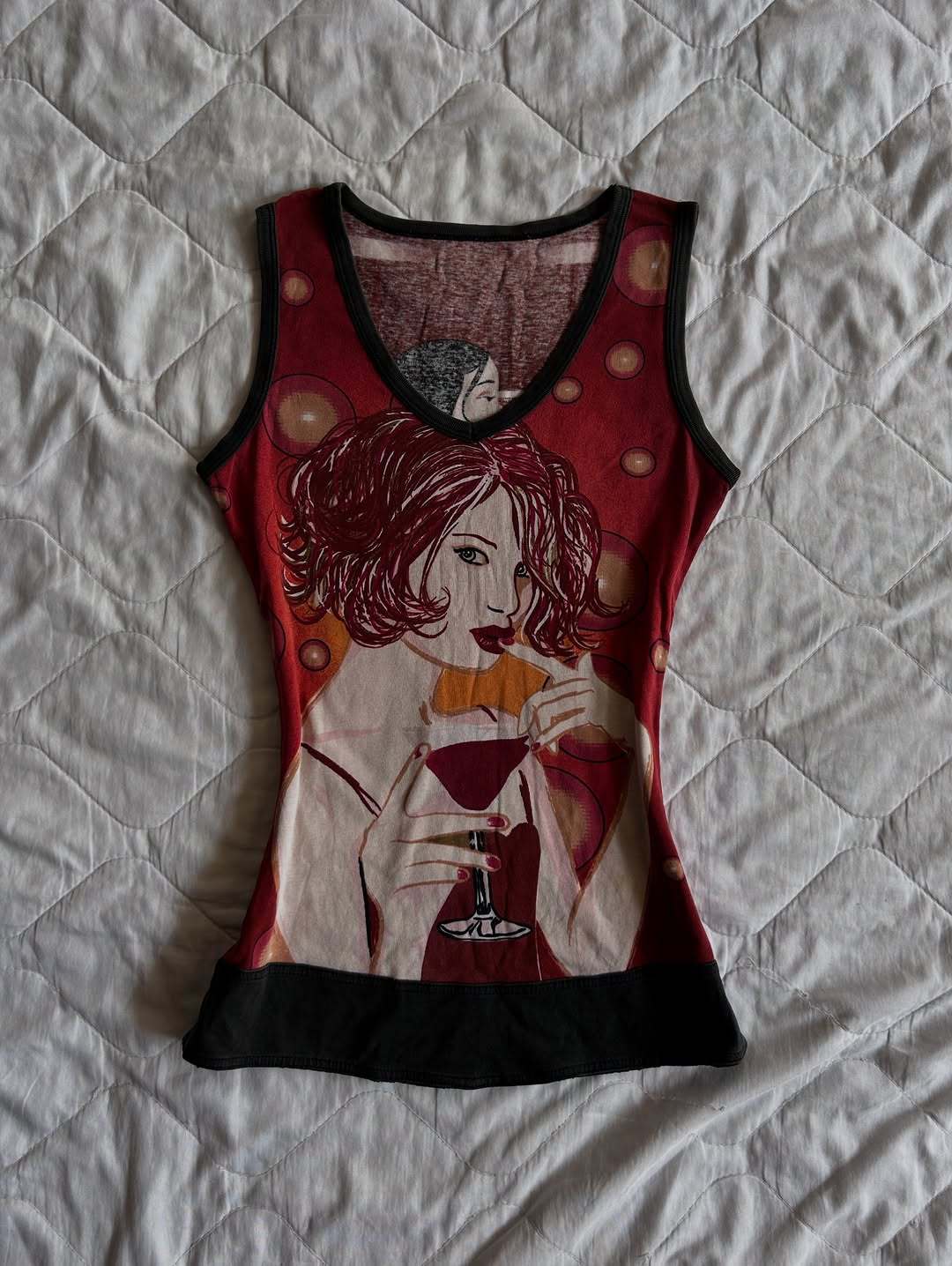 Damen Ärmelloses Artwork-Top mit kreativem Druck Drune