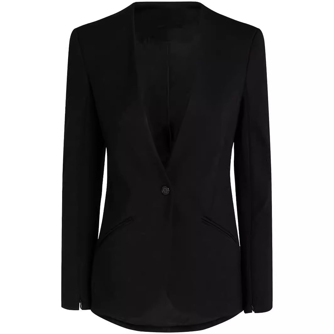 Damen Cape-Ärmel Tailoring-Blazer mit taillierter Silhouette und ausgestellter Hose mit Beinschlitz Drune