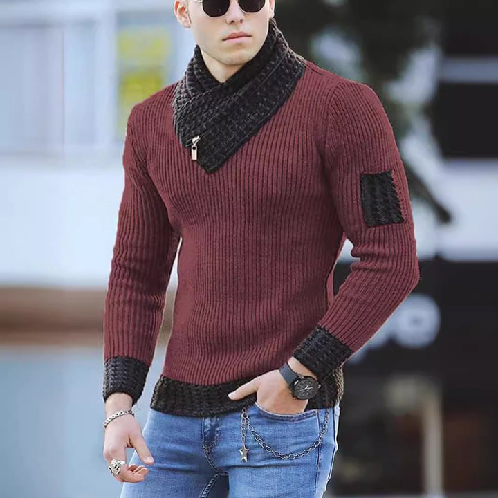 Herren Strickpullover mit hohem Kragen und strukturiertem Design Drune