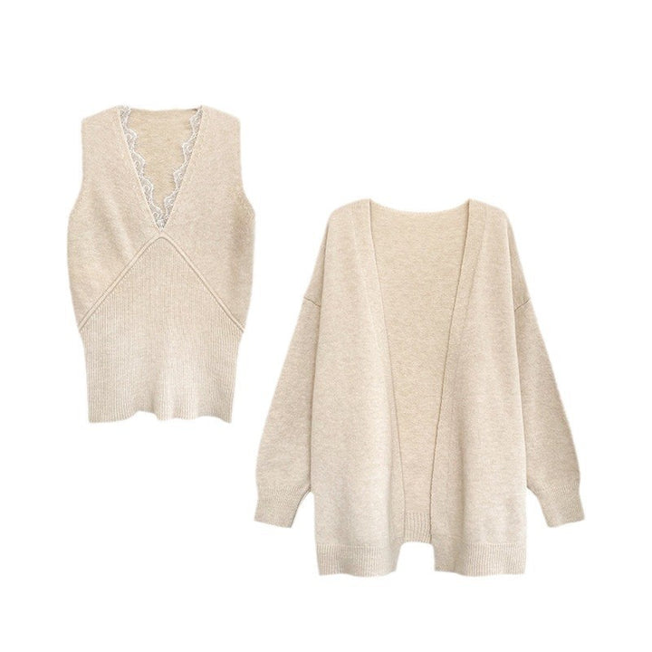 Damen lässiger Strickcardigan mit einzigartigem Schnitt und feiner Textur Drune