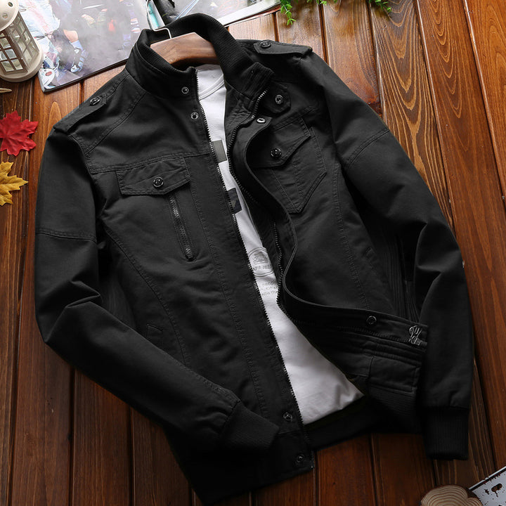 Herren nan leichtgewichtige Canvas-Utility-Jacke mit gesteppter Innenfütterung, verdecktem Zweiwege-Reißverschluss und elastischen Bündchen Drune