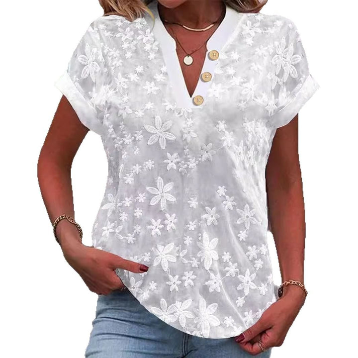 Damen Bluse mit femininem Blumenstick-Muster Drune